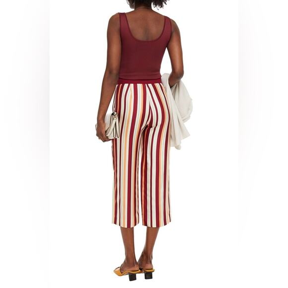 THE ROW Togra Cropped Striped Silk Straight Leg Pants Women's Size 2 - Picture 2 of 13
